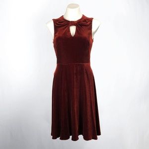 Karen Millen Dark Red Sleeveless Velvet Dress Sz 6